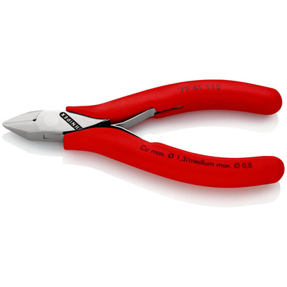 KNIPEX 77 41 115 Pinza de corte diagonal para electrónica con mangos de plástico pulido espejo 115 mm (4.5'')
