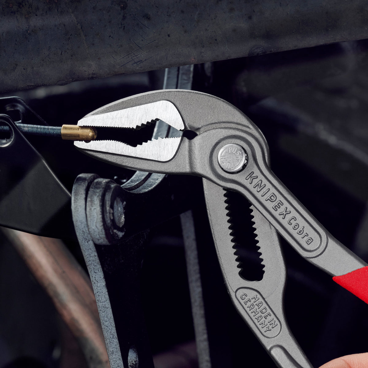 KNIPEX 87 51 180 SB Pinza de extensión pico de loro extra-delgada Cobra ES con mangos de plástico pavonada 180 mm (7'')