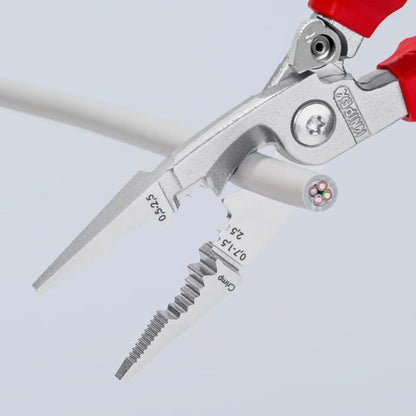 KNIPEX 13 96 200 SB Pinza aislada para instalaciones eléctricas 6 en 1 con mangos ergonómicos 1000V cromada 200 mm (8'')