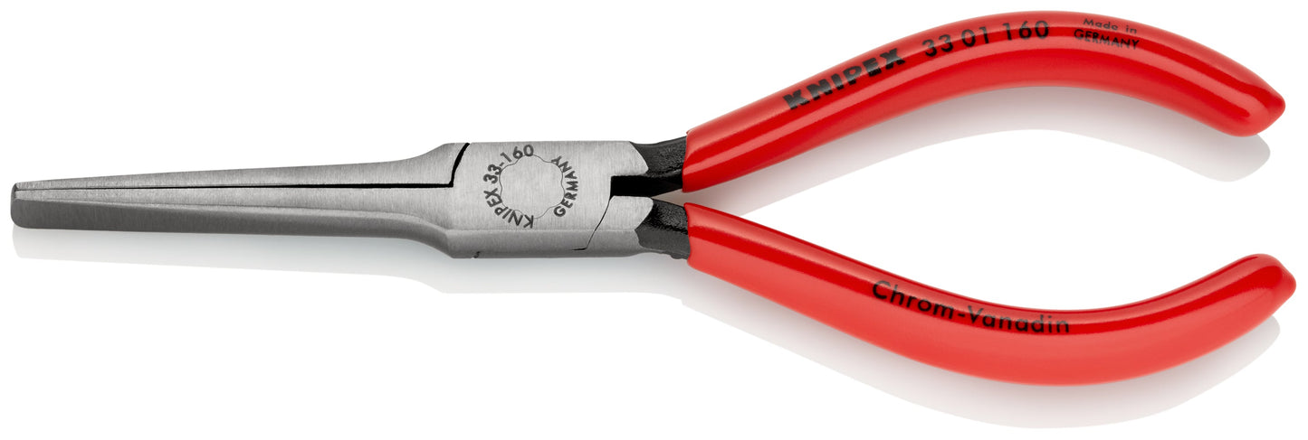 KNIPEX 33 01 160 Pinza de punta larga plana y ancha con mangos de plástico pavonada 160 mm (6.25″)