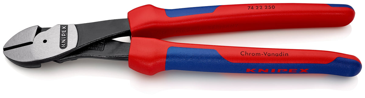 KNIPEX 74 22 250 Pinza de corte diagonal de alta palanca con ángulo de 12° con mangos ergonómicos pavonada 250 mm (10'')