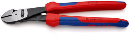 KNIPEX 74 22 250 Pinza de corte diagonal de alta palanca con ángulo de 12° con mangos ergonómicos pavonada 250 mm (10'')