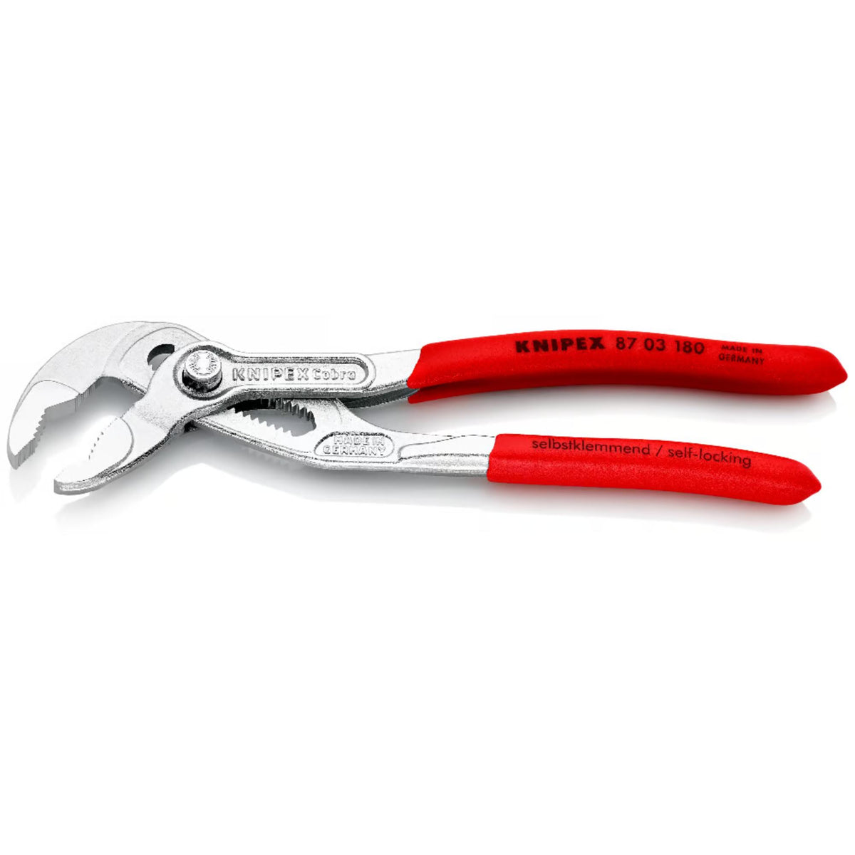 KNIPEX 87 03 180 Pinza de extensión pico de loro Cobra con mangos de plástico cromada 125 mm (7'')