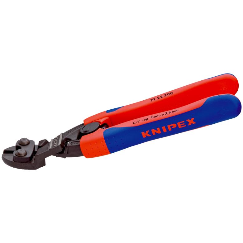KNIPEX 71 22 200 Pinza cortapernos compacta CoBolt ángulo de 20° con mangos ergonómicos delgados pavonada 200 mm (8'')
