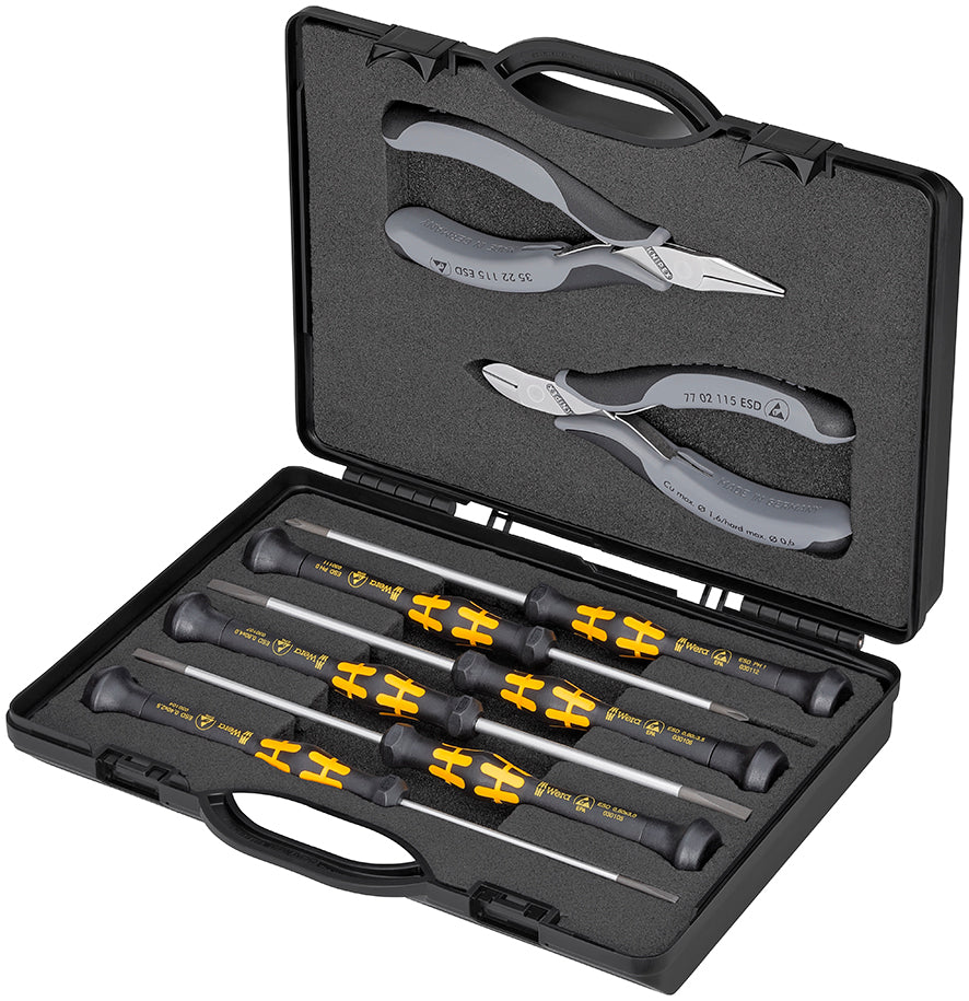 KNIPEX 00 20 18 ESD Estuche con pinzas para electrónica Con herramientas para trabajos en componentes electrónicos 5 piezas