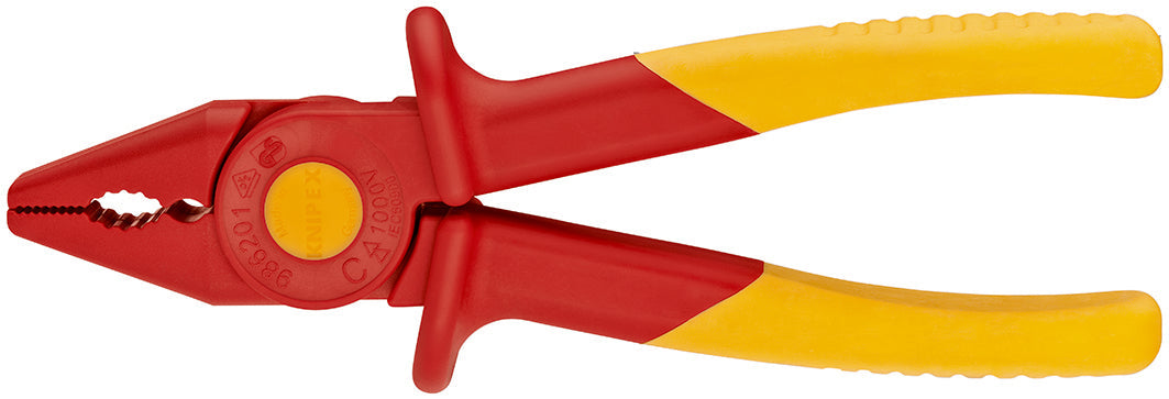 KNIPEX 98 62 01 Pinza aislada de plástico de punta plana 1000V con mango de plástico blando 180 mm (7'')