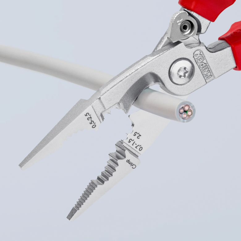 KNIPEX 13 96 200 SB Pinza aislada para instalaciones eléctricas 6 en 1 con mangos ergonómicos 1000V cromada 200 mm (8″)