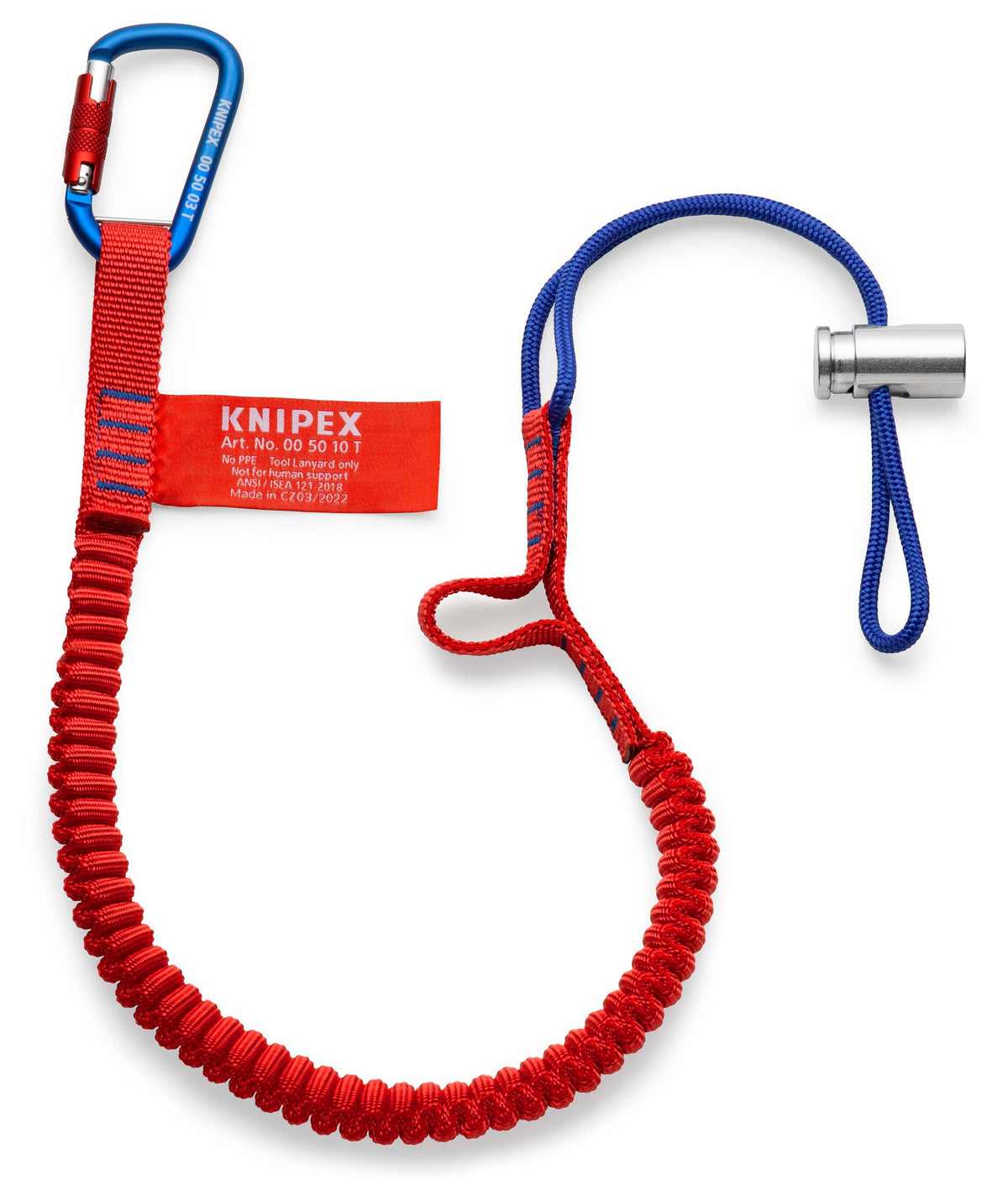 KNIPEX 00 50 12 T BK Cordón de retención con mosquetón 320 mm