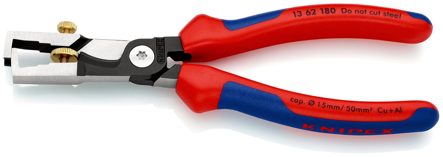 KNIPEX 13 62 180 SB Pinza pelacables con tijera cortacables StriX con mangos ergonómicos pavonada 180 mm (7.25″)