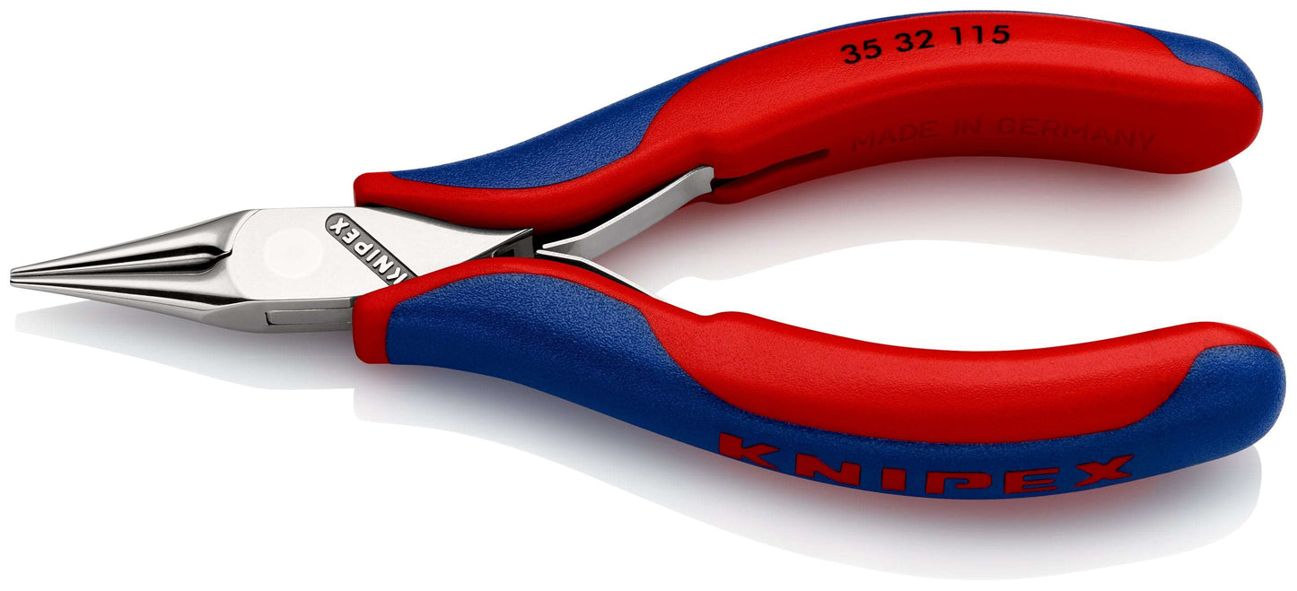 KNIPEX 35 32 115 Pinza de punta redonda para electrónica con mangos ergonómicos pulido espejo 115 mm (4.5'')