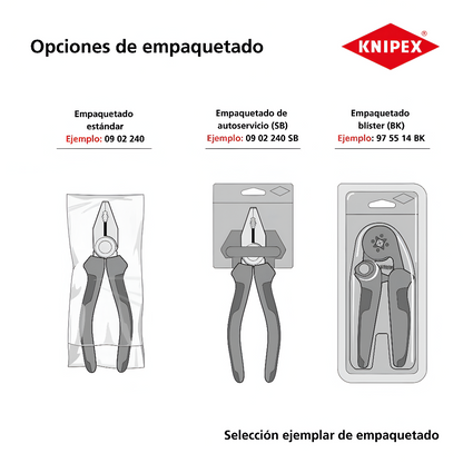 KNIPEX 02 06 225 SB Pinza aislada universal de alta palanca con mangos ergonómicos 1000V cromada 225 mm (9″)