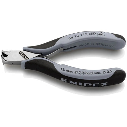 KNIPEX 64 12 115 ESD Pinza de corte frontal para electrónica con mangos ergonómicos antiestáticos pulida 115 mm (4.5'')