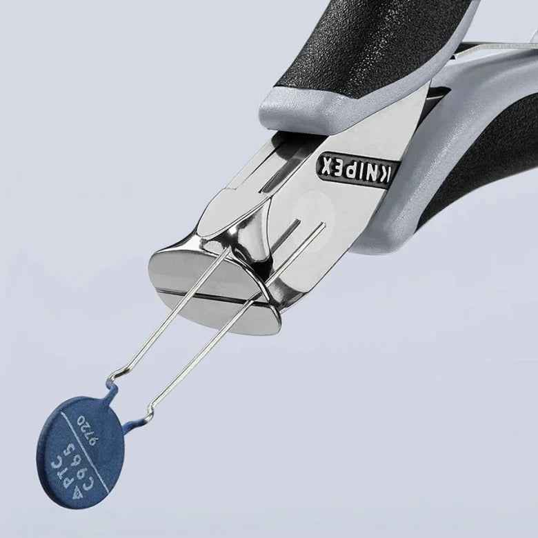 KNIPEX 64 12 115 ESD Pinza de corte frontal para electrónica con mangos ergonómicos antiestáticos pulida 115 mm (4.5'')