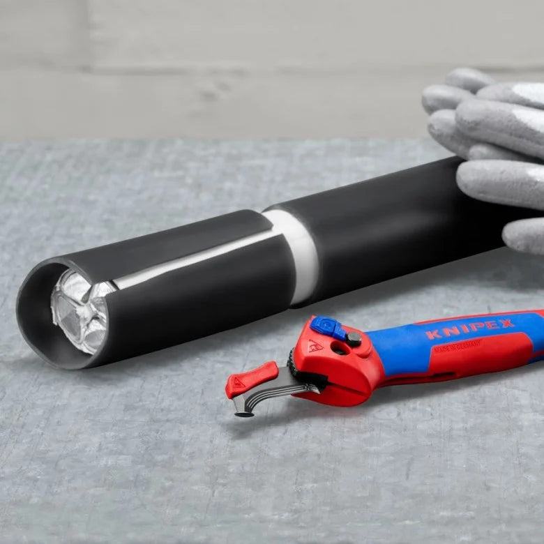 KNIPEX 16 50 145 SB Navaja pelacables con carraca con mango ergonómico 145 mm (5.75″)