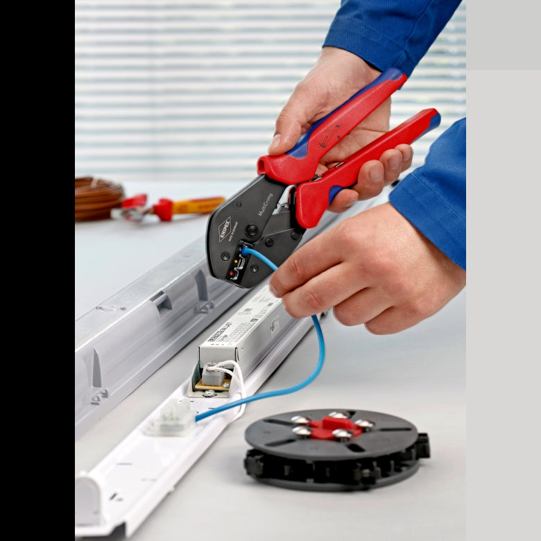KNIPEX 97 33 02 Pinza crimpadora con porta-mordazas MultiCrimp 250 mm