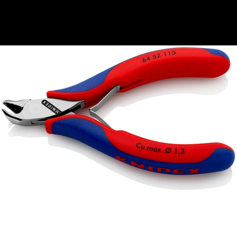 KNIPEX 64 52 115 Pinza de corte frontal tipo oblicuo para electrónica con mangos ergonómicos pulida 115 mm (4.5'')