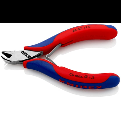 KNIPEX 64 52 115 Pinza de corte frontal tipo oblicuo para electrónica con mangos ergonómicos pulida 115 mm (4.5'')