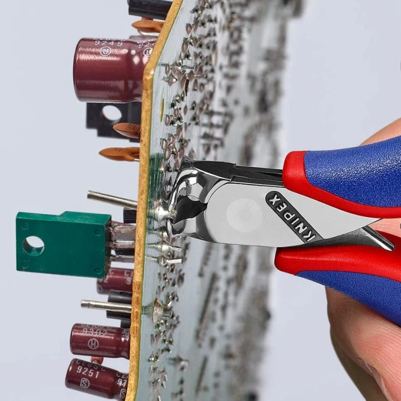 KNIPEX 64 02 115 SB Pinza de corte frontal para electrónica con mangos ergonómicos pulida 115 mm (4.5'')