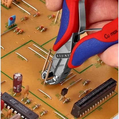 KNIPEX 64 02 115 SB Pinza de corte frontal para electrónica con mangos ergonómicos pulida 115 mm (4.5'')