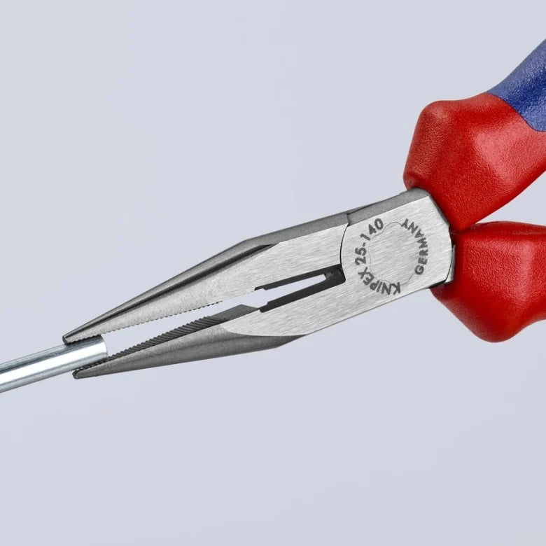 KNIPEX 25 02 140 SB Pinza de punta larga con filos de corte con mangos ergonómicos pavonada 140 mm (5.5″)