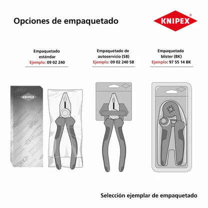 KNIPEX 09 01 240 Pinza de electricista modelo americano con mangos de plástico pavonada 240 mm (9.5″)