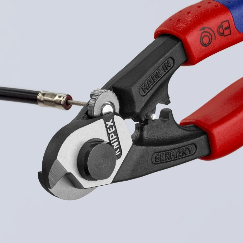 KNIPEX 95 62 190 SB Pinza cortacables para cable trenzado acerado forjado con mangos en dos componentes 190 mm