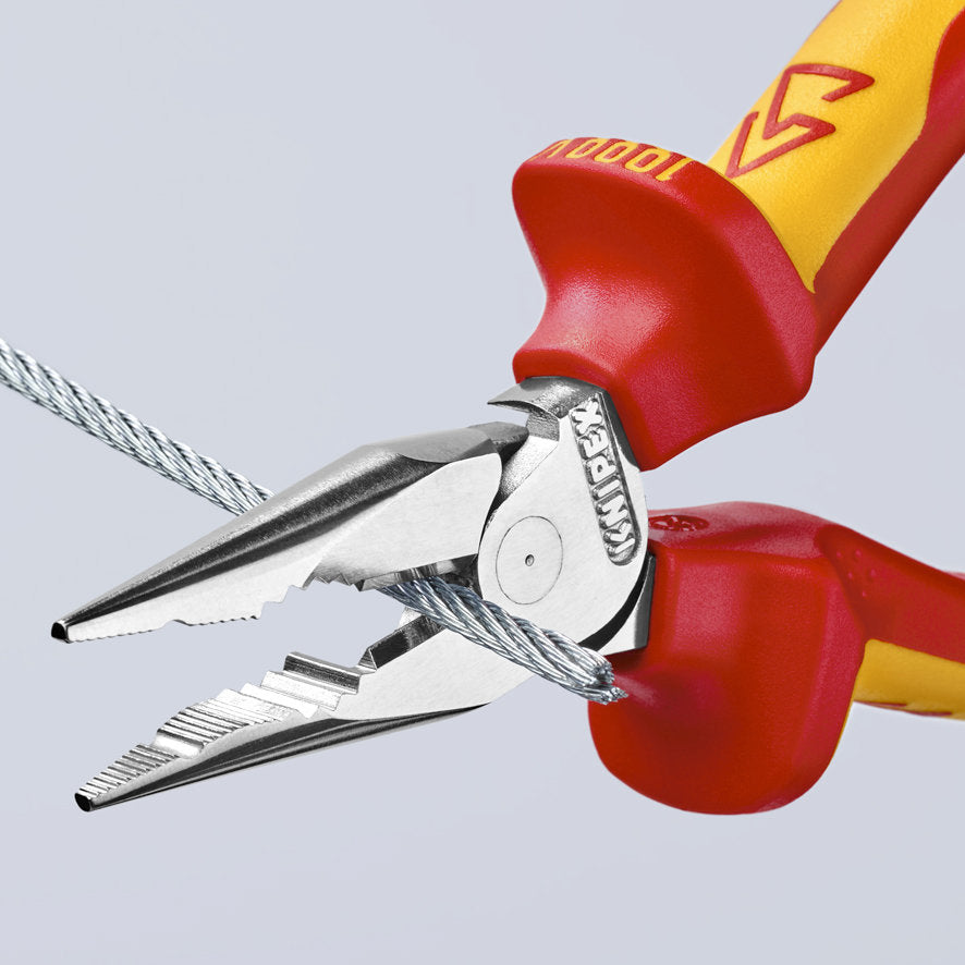 KNIPEX 08 26 145 SB Pinza aislada universal de punta fina con mangos ergonómicos 1000V cromada 145 mm (5.75″)
