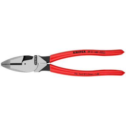KNIPEX 09 01 240 Pinza de electricista modelo americano con mangos de plástico pavonada 240 mm (9.5″)