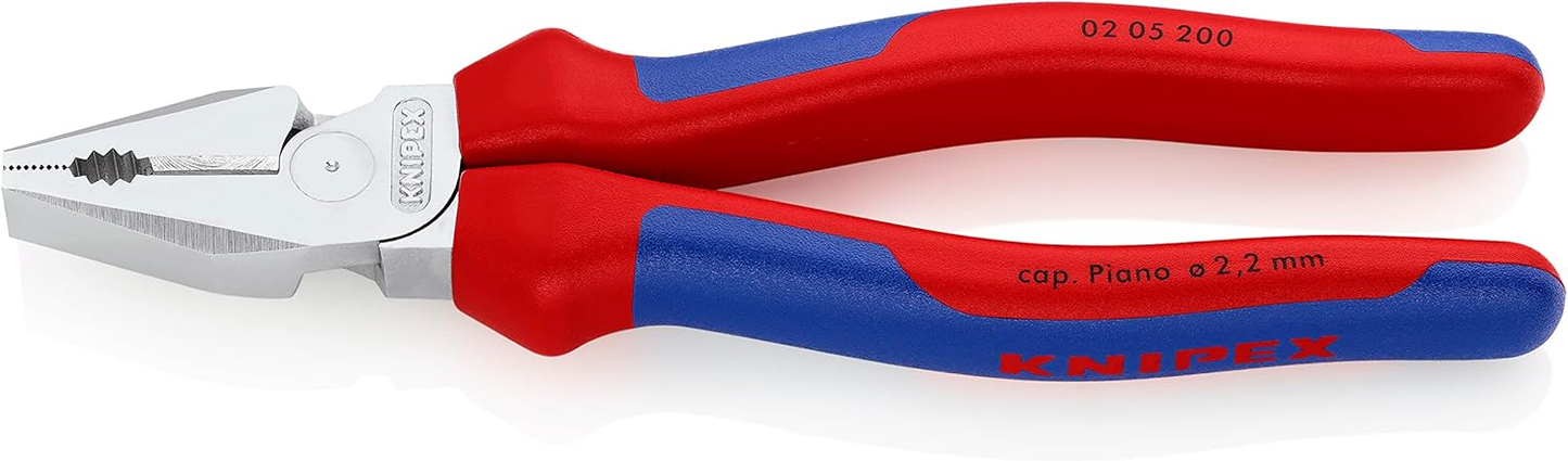KNIPEX 02 05 200 Pinza universal de alta palanca con mangos ergonómicos cromada 200 mm (8″)