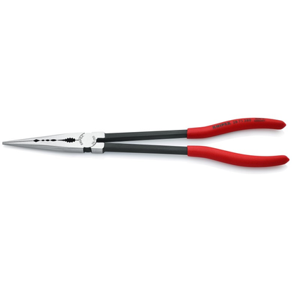 KNIPEX 28 71 280 Pinza de punta larga recta extra larga con perfiles transversales con mangos de plástico pavonada 280 mm (11″)