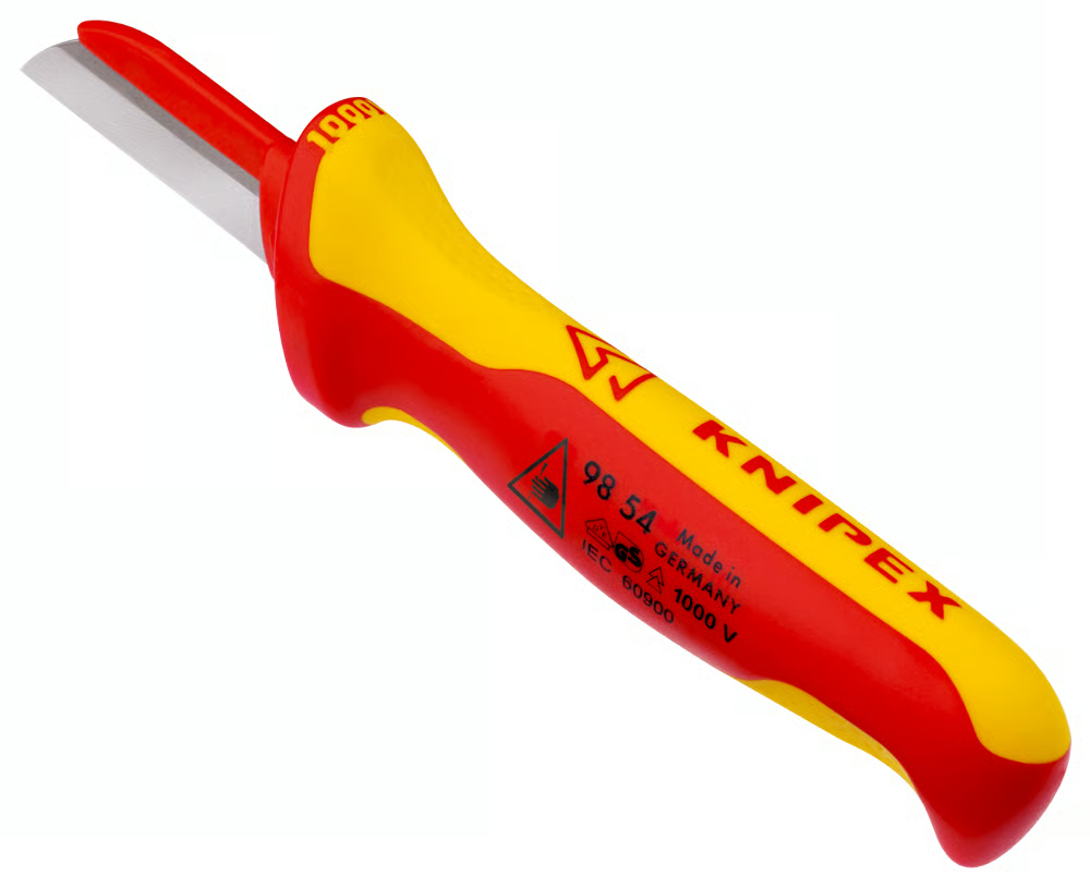 KNIPEX 98 54 Cuchillo pelacables recto aislado con cuchilla recubierta con mango ergonómico 1000V 190 mm (7.5'')
