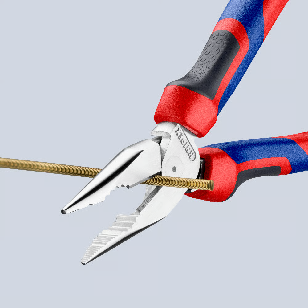 KNIPEX 08 25 185 SB Pinza universal de punta fina con mangos ergonómicos cromada 185 mm (7.25″)