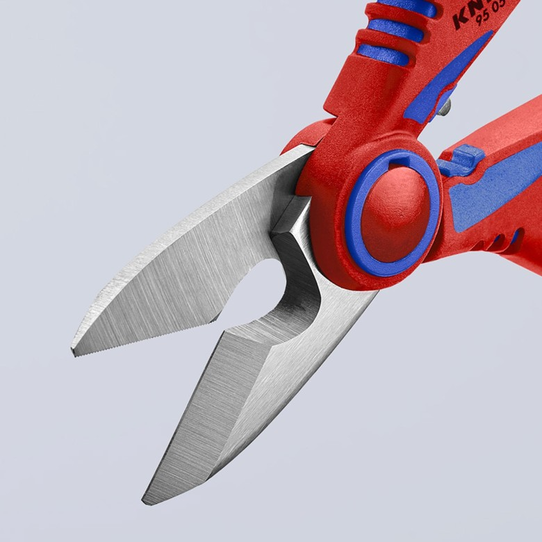 KNIPEX 95 05 10 SB Tijeras para electricista con crimpadora 160 mm