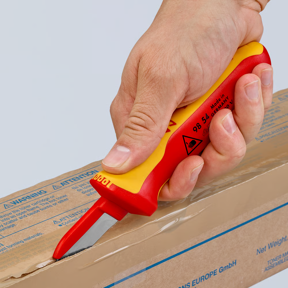 KNIPEX 98 54 Cuchillo pelacables recto aislado con cuchilla recubierta con mango ergonómico 1000V 190 mm (7.5'')