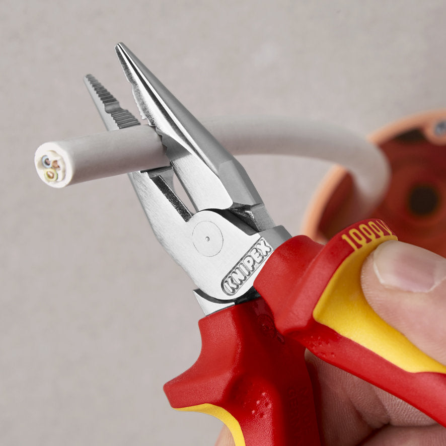 KNIPEX 08 26 145 SB Pinza aislada universal de punta fina con mangos ergonómicos 1000V cromada 145 mm (5.75″)