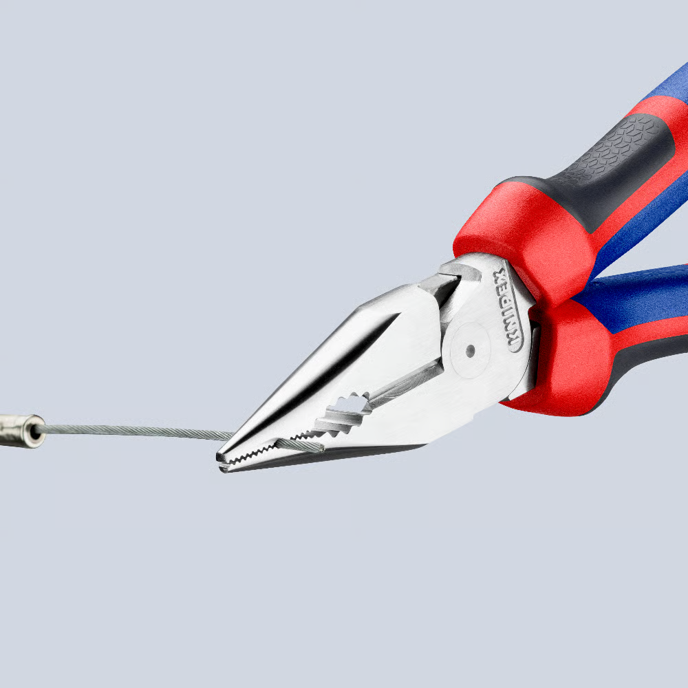 KNIPEX 08 25 185 SB Pinza universal de punta fina con mangos ergonómicos cromada 185 mm (7.25″)
