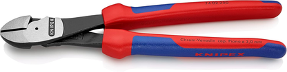 KNIPEX 74 02 250 SB Pinza de corte diagonal de alta palanca con mangos ergonómicos pavonada 250 mm (10'')