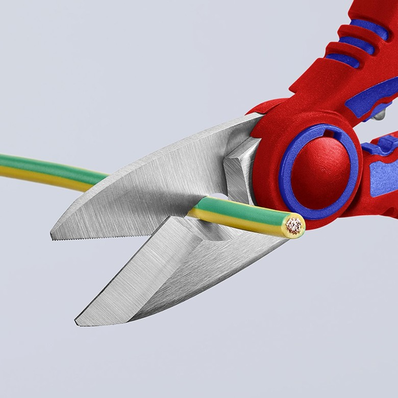 KNIPEX 95 05 10 SB Tijeras para electricista con crimpadora 160 mm