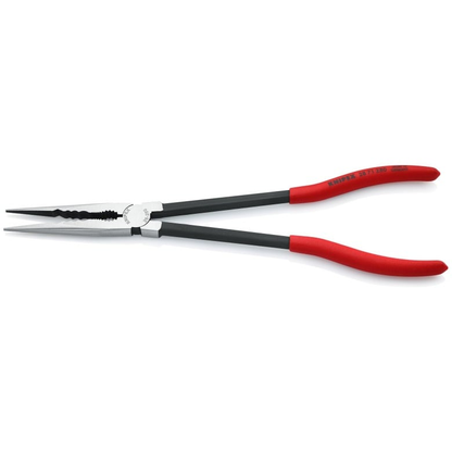 KNIPEX 28 71 280 Pinza de punta larga recta extra larga con perfiles transversales con mangos de plástico pavonada 280 mm (11″)