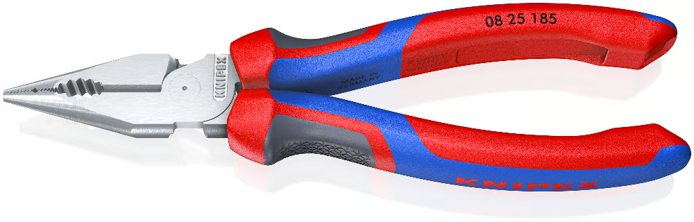 KNIPEX 08 25 185 SB Pinza universal de punta fina con mangos ergonómicos cromada 185 mm (7.25″)