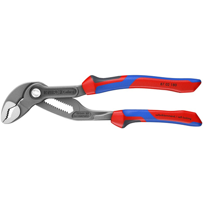 KNIPEX 87 02 180 Pinza de extensión pico de loro Cobra con mangos ergonómicos pavonada 180 mm (7'')