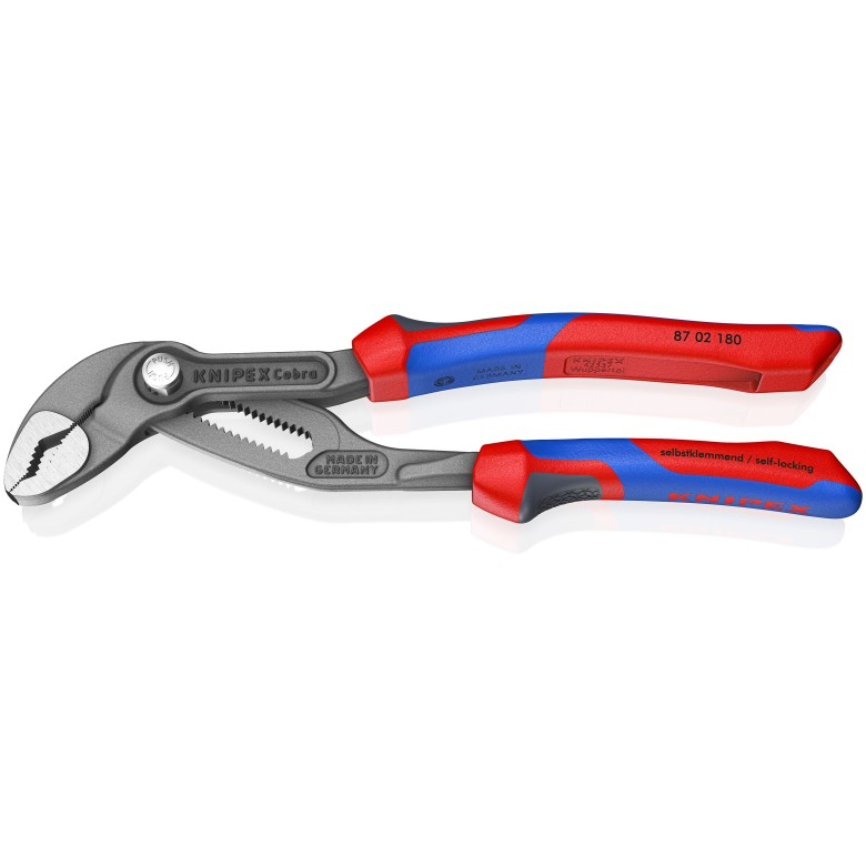 KNIPEX 87 02 180 Pinza de extensión pico de loro Cobra con mangos ergonómicos pavonada 180 mm (7'')