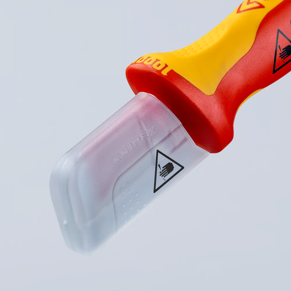 KNIPEX 98 55 SB Cuchillo pelacables aislado con guía de deslizamiento con mangos ergonómicos 1000V inoxidable 180 mm (7'')