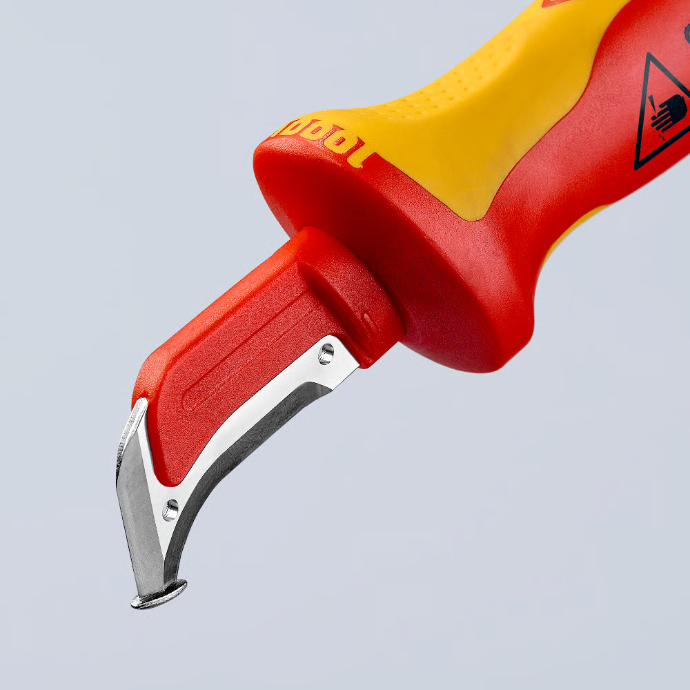 KNIPEX 98 55 SB Cuchillo pelacables aislado con guía de deslizamiento con mangos ergonómicos 1000V inoxidable 180 mm (7'')