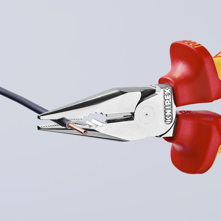 KNIPEX 08 26 145 SB Pinza aislada universal de punta fina con mangos ergonómicos 1000V cromada 145 mm (5.75″)