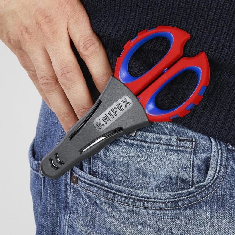 KNIPEX 95 05 10 SB Tijeras para electricista con crimpadora 160 mm