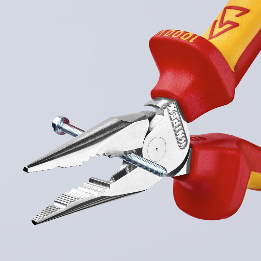 KNIPEX 08 26 145 SB Pinza aislada universal de punta fina con mangos ergonómicos 1000V cromada 145 mm (5.75″)