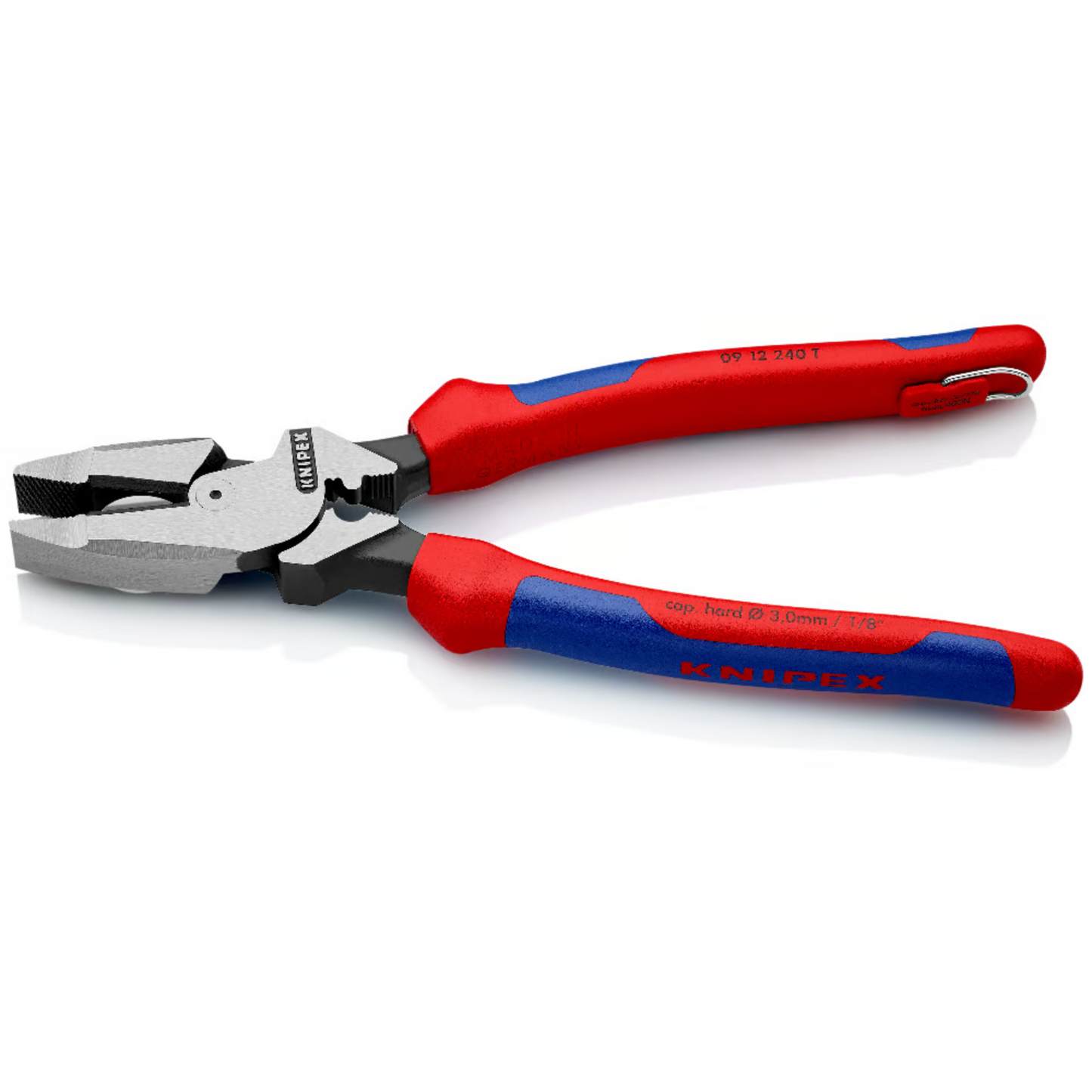 KNIPEX 09 12 240 T Pinza de electricista modelo americano con mangos ergonómicos con protección anticaídas pavonada 240 mm (9.5″)