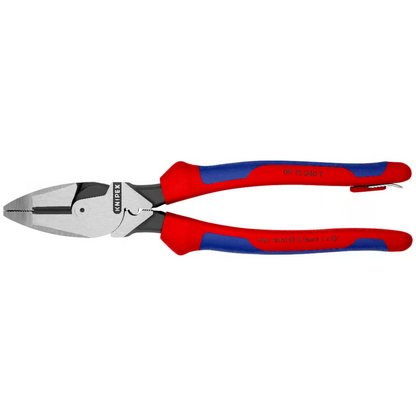 KNIPEX 09 12 240 T Pinza de electricista modelo americano con mangos ergonómicos con protección anticaídas pavonada 240 mm (9.5″)