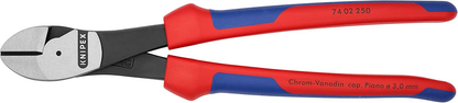 KNIPEX 74 02 250 SB Pinza de corte diagonal de alta palanca con mangos ergonómicos pavonada 250 mm (10'')